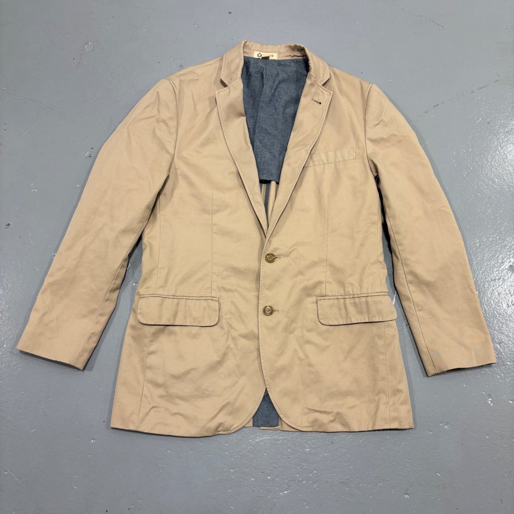 J.Crew Ludlow Jacket Mens Medium Khaki Tan Cotton Twill 2 Button Blazer Slim Fit